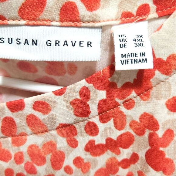 Susan Graver Liquid Knit Tie Bow Keyhole Back Plus Size 3X Tunic Abstract Dots - Picture 3 of 4